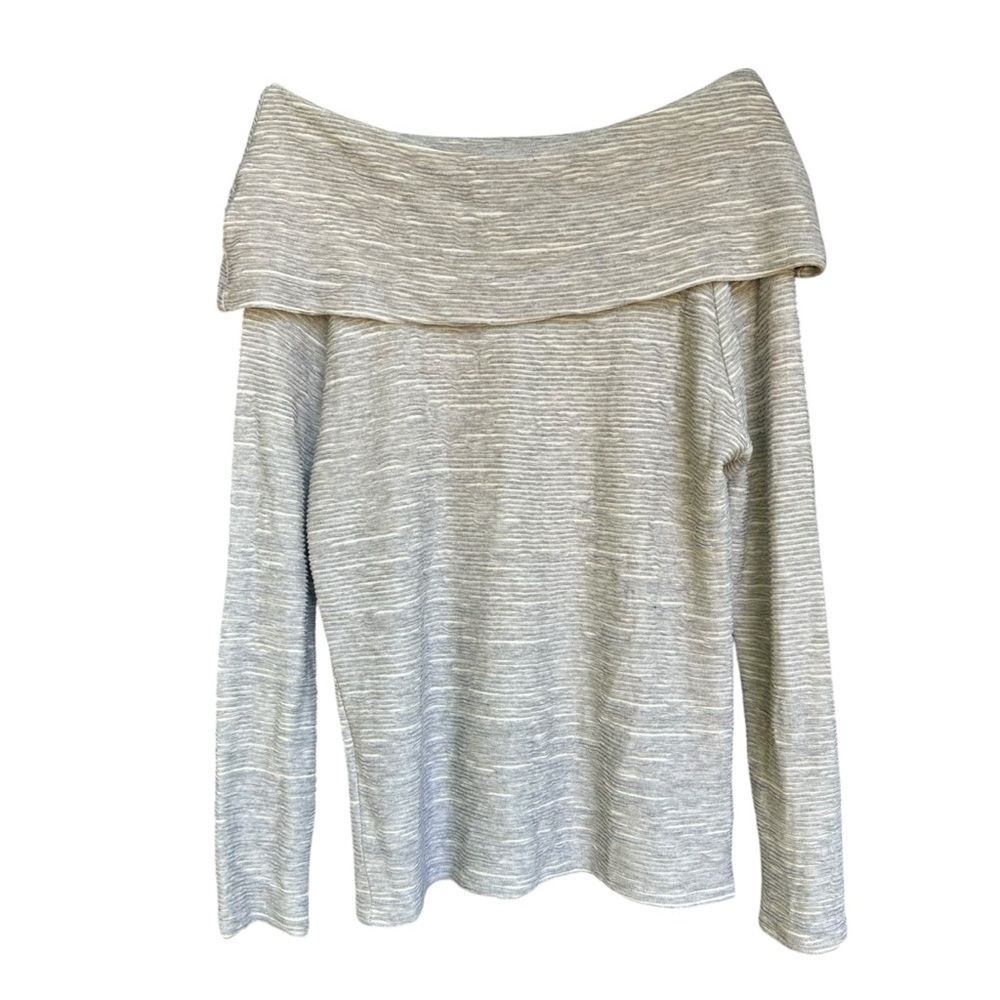 Dolan by Anthropologie Textured Ribbed Grey Cowl Neck Draped Sweater M